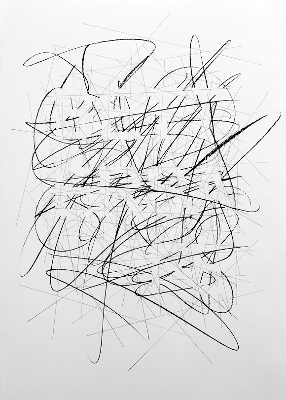 illusion text charcoal graphite language SAIC BCA chicago Ireland graphics poster black & white line drawing
