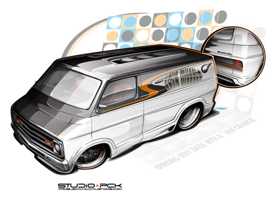 Custom Van custom car design hot rod rendering