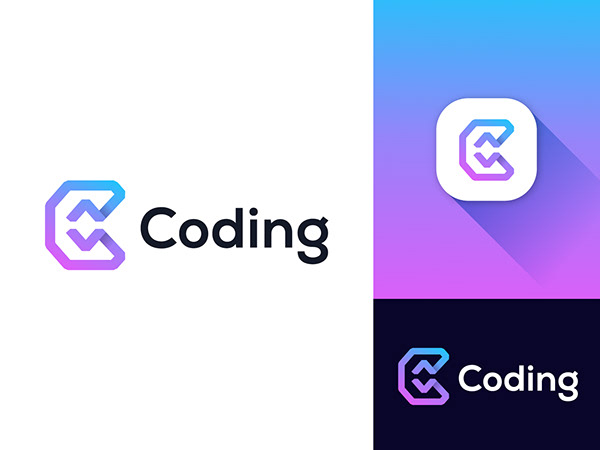 Letter C coding logo, tech,, programming, developer