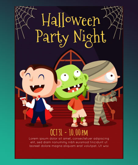 lovely-halloween-party-poster-template-with-flat-design.