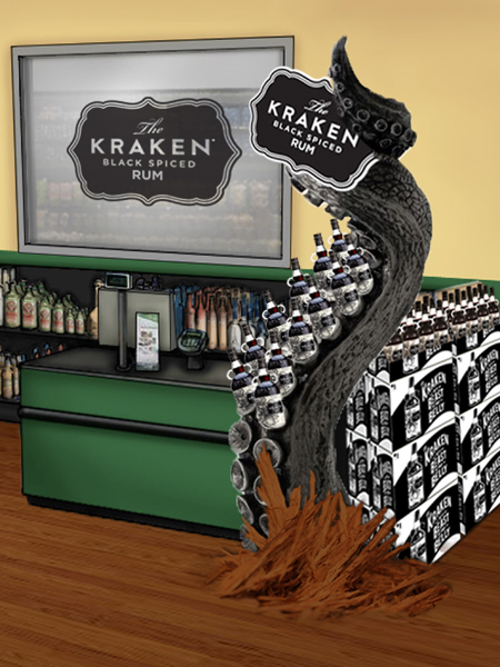 the kraken  kraken Rum black spiced billboard 3D tentacle mannequin OOH pos sculpture Innovative Pool Table bowling