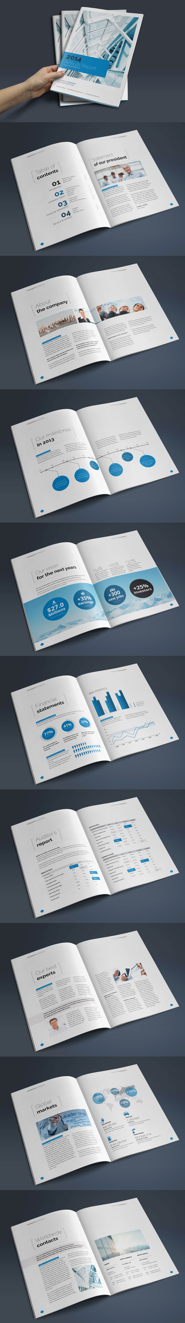 report annual report template brochure InDesign marketing   financial