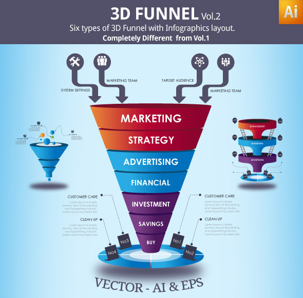 3D funnel vector funnel Funnel cloud sales funnel sales management flow 3D vector funnel funnel illustration sales funnel template sales funnel stages infographic generator infographic template data visualization