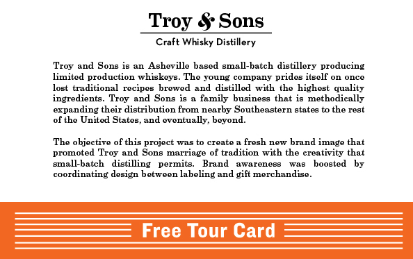 Troy and Sons distillery Whiskey Asheville north carolina craft distilling logo Label brand farm to bottle limited production whiskey Moonshine Barrel Aged Quality family business
