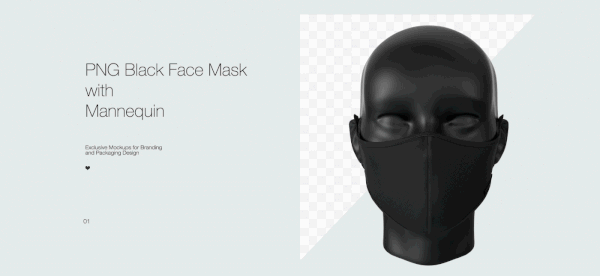 4 Face Mask PSD Mockups and PNG-images