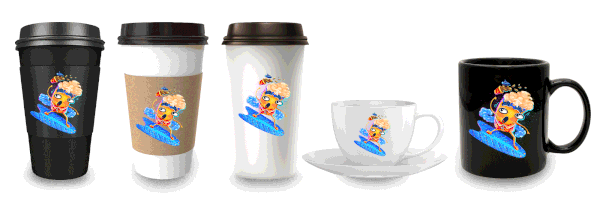 Creating brand character for coffee shop packages cups