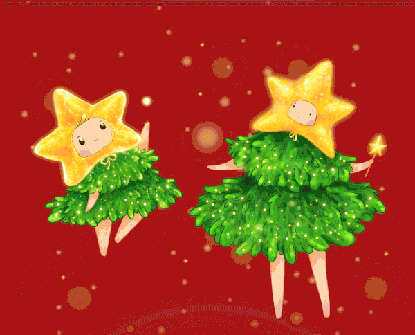Character Christmas tree concept illustration
