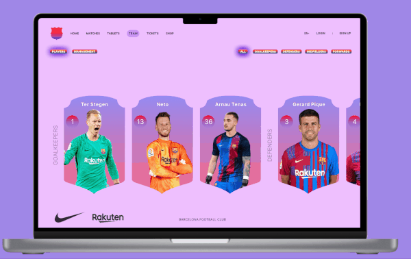 Web design football club Barcelona. Дизайн сайта