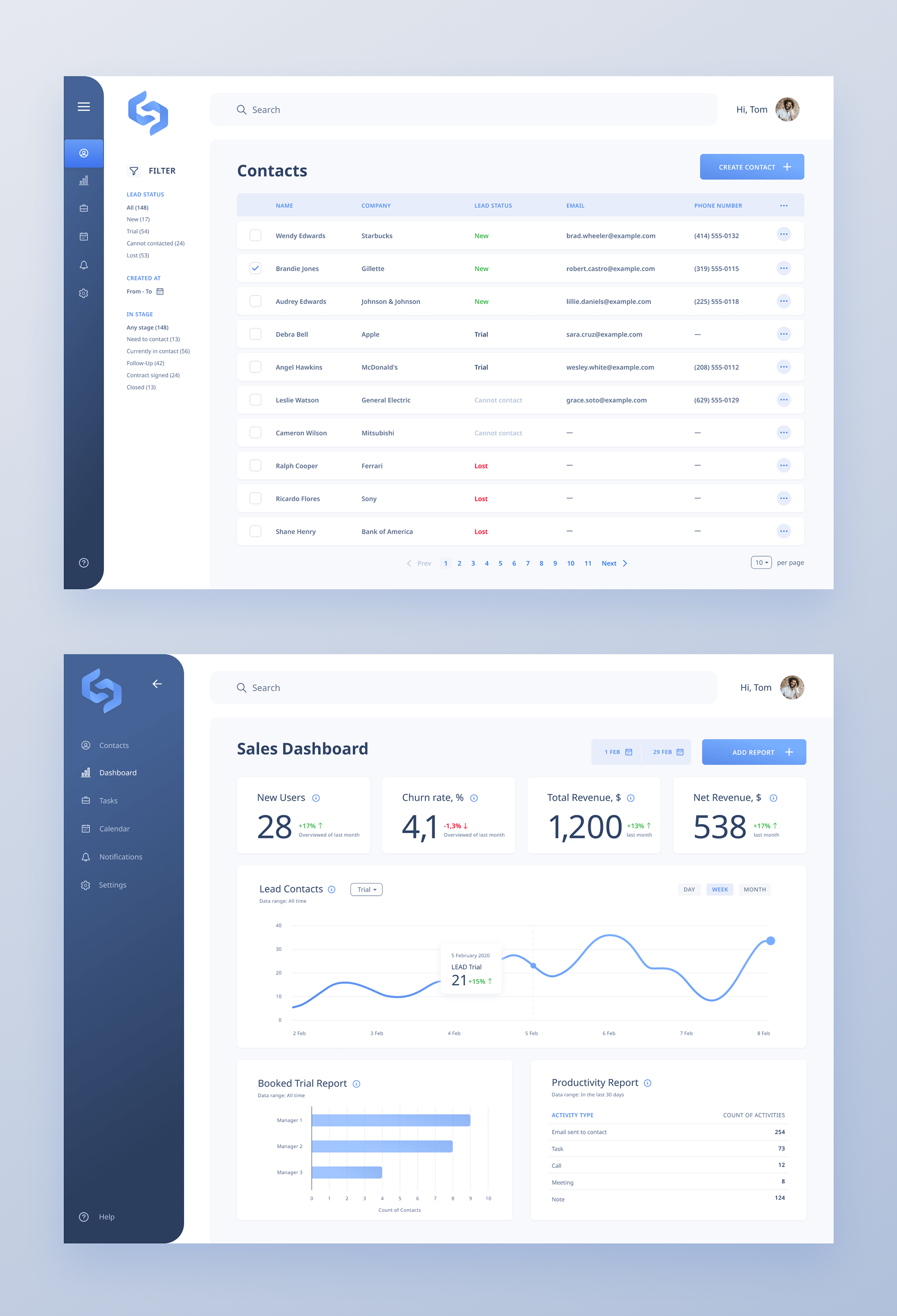 CRM System UX/UI Design Dashboard Behance