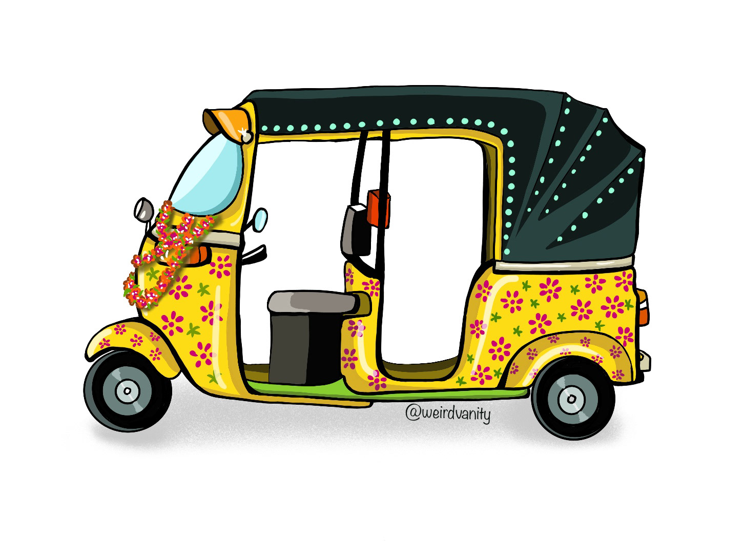 Auto Rickshaw Smooth Line Illustration Stock Vector by ©creativestall  179526704