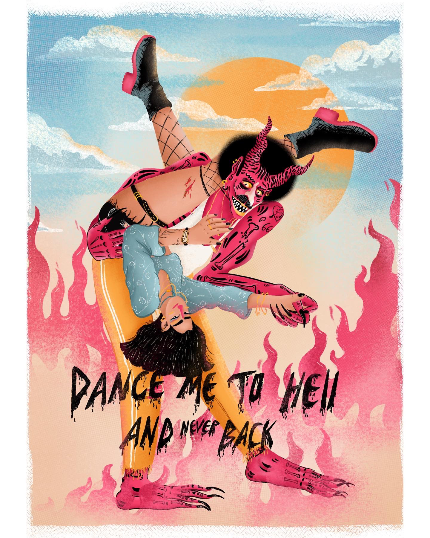 Dancing with the devil - illustration by Assala CHOUK