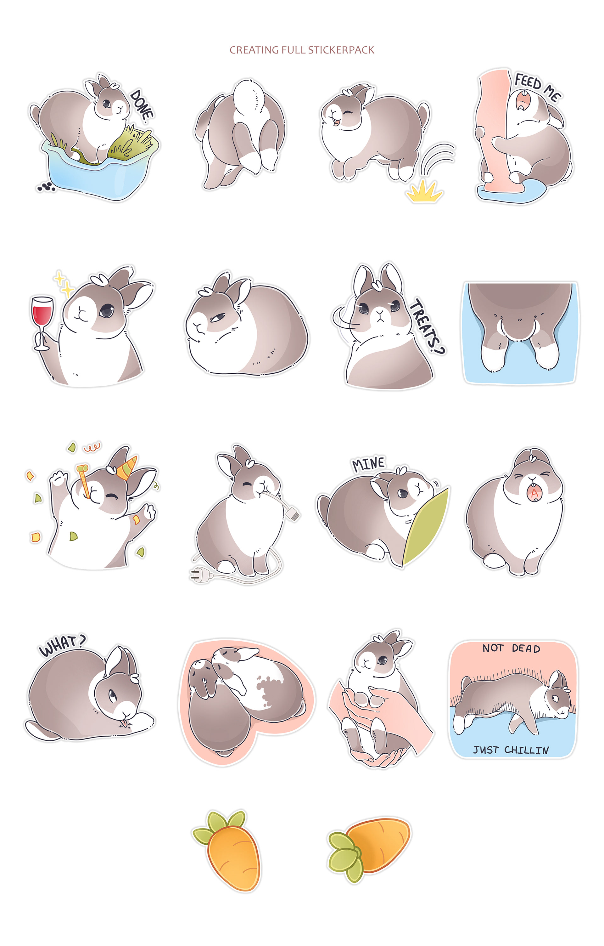 Telegram STICKERS for bunny owners. Illustration | Behance