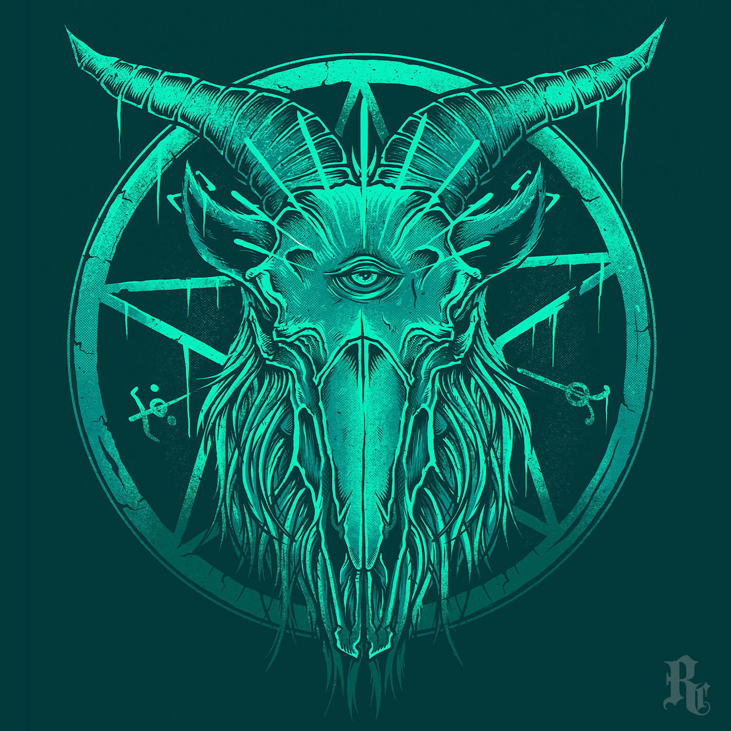 Baphomet photoshop artwork draw dark art goat head Pentagram.