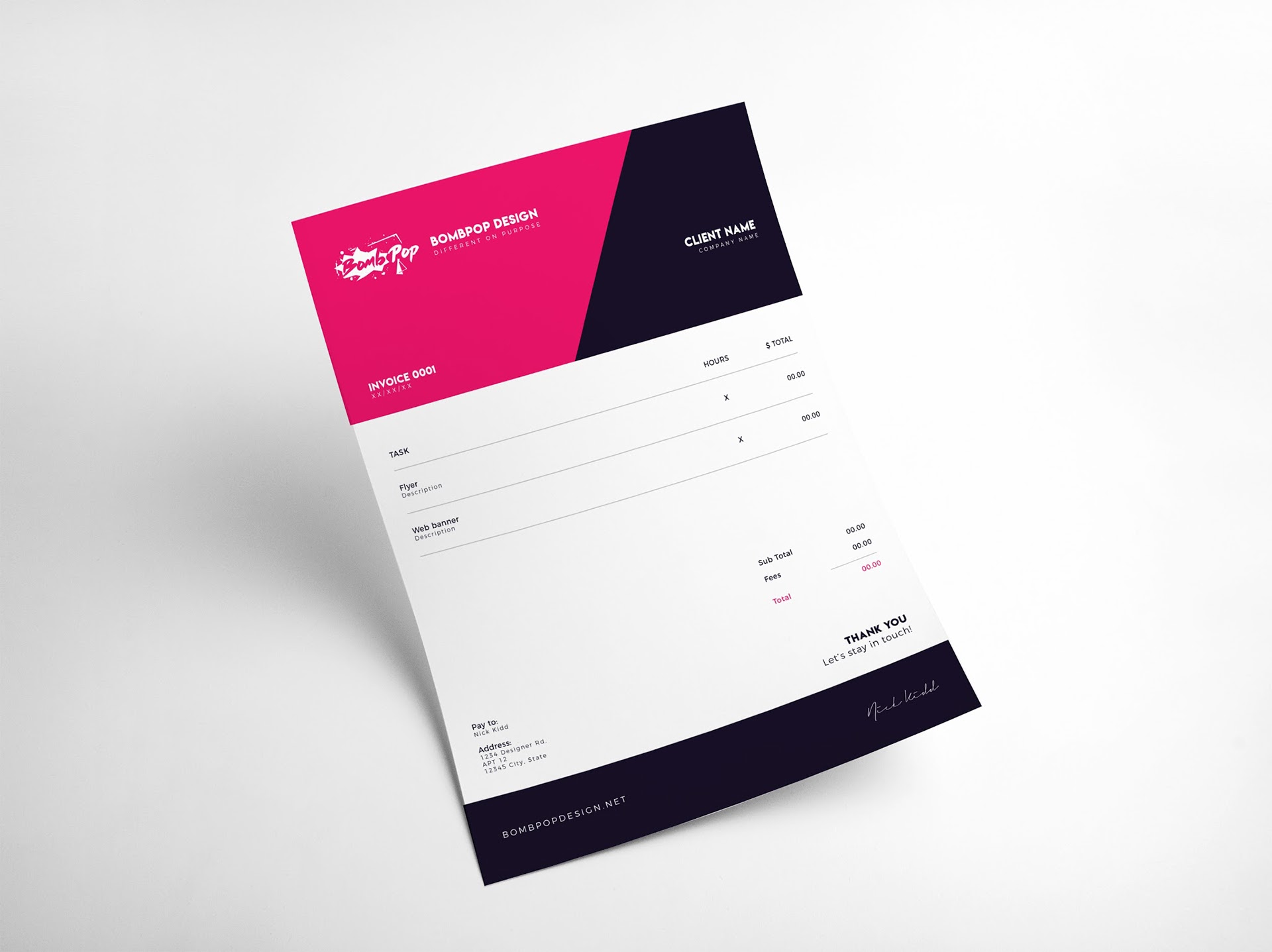 Free Invoice Templates on Behance Within Cool Invoice Template Free