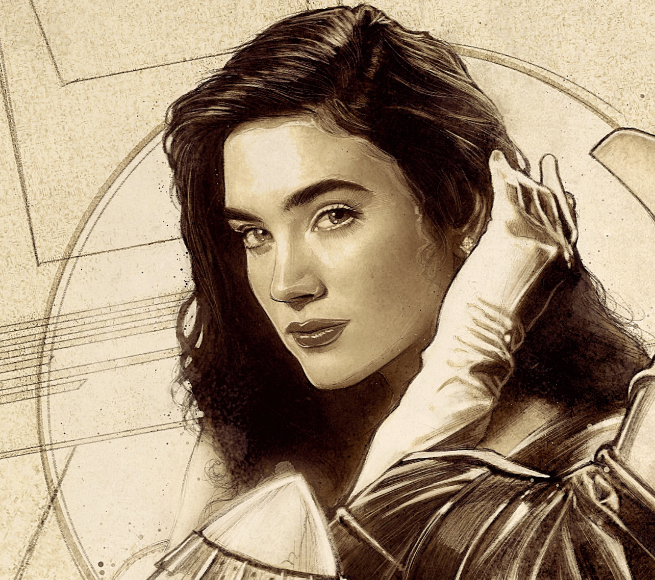 Rocketeer print Jennifer Connelly poster film poster wacom sketchbook pro.