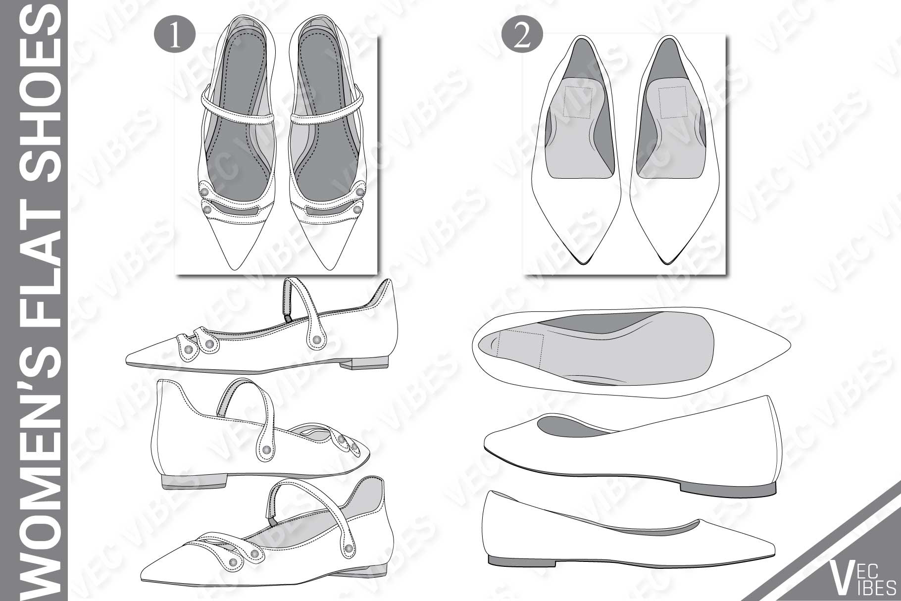 Daisy family Patch Footwear Fashion Flat Template on Behance