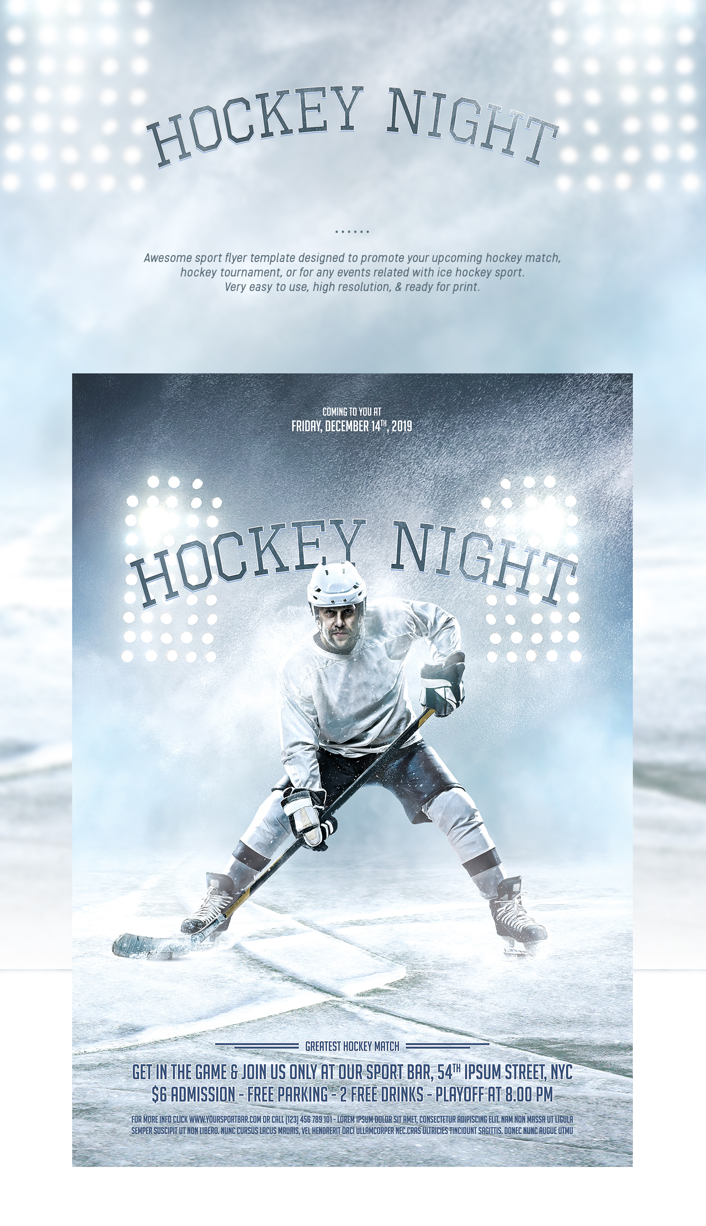 Hockey Night Flyer Template on Behance Intended For Hockey Flyer Template