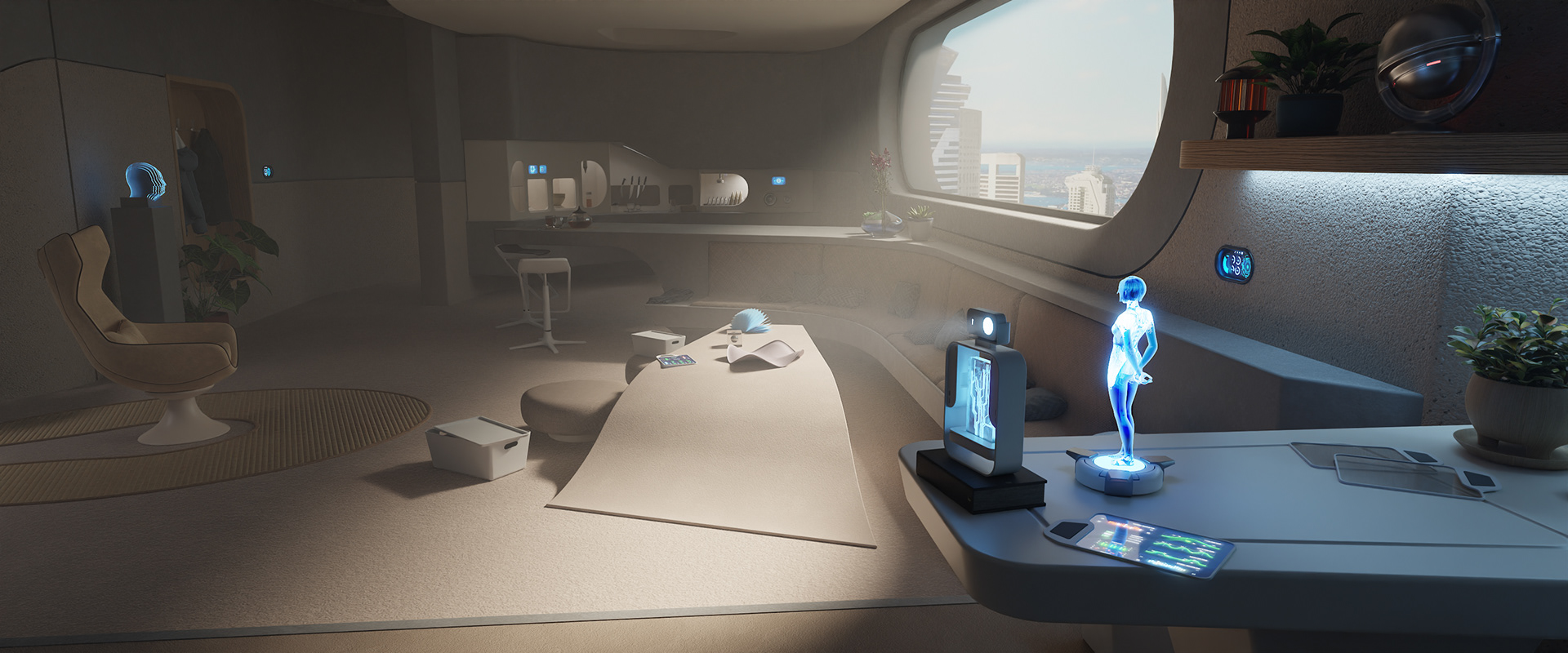 archviz Cortana futuristic Halo interior design master chief sci-fi science...