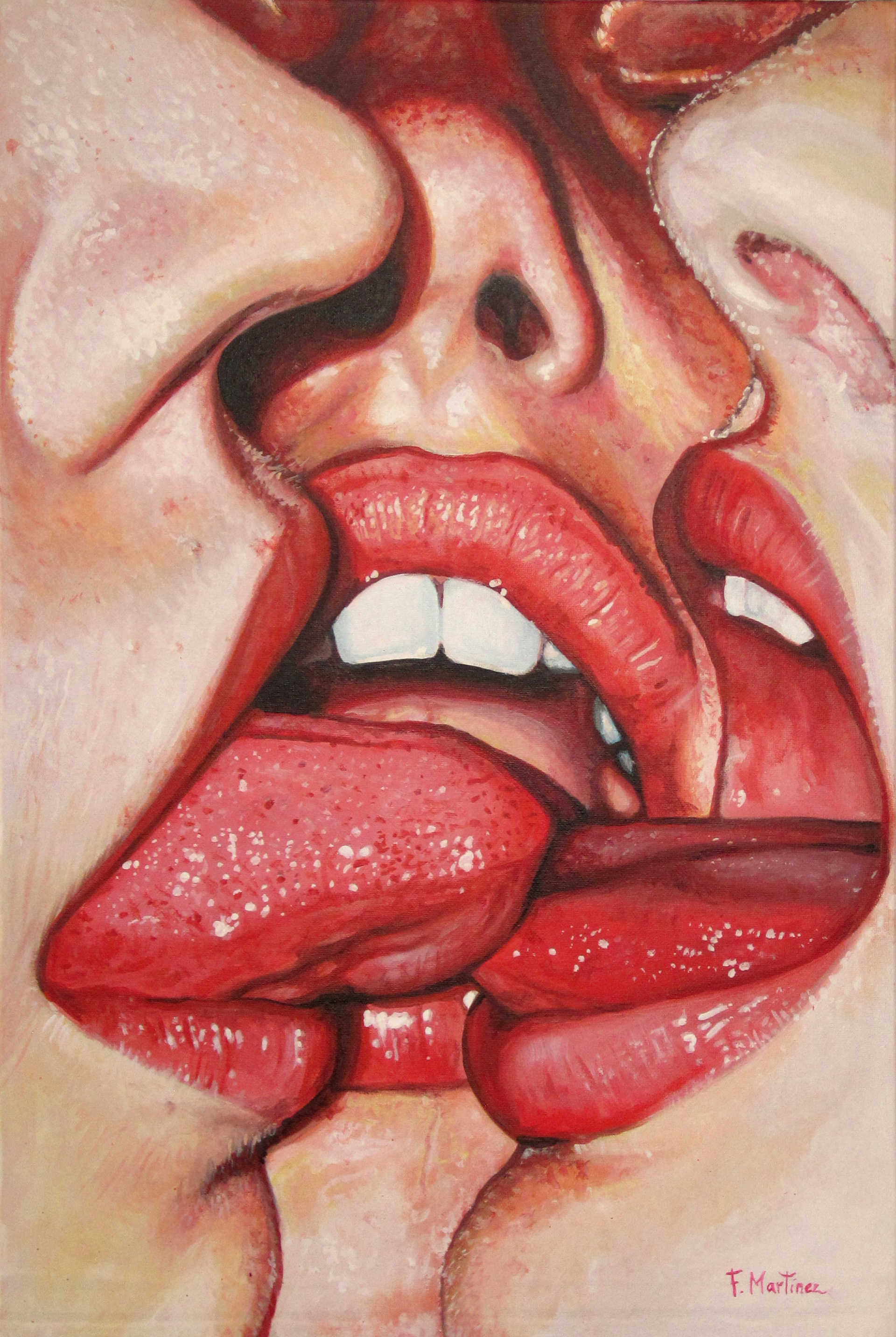 Three way kiss, acrílico sobre lienzo. 