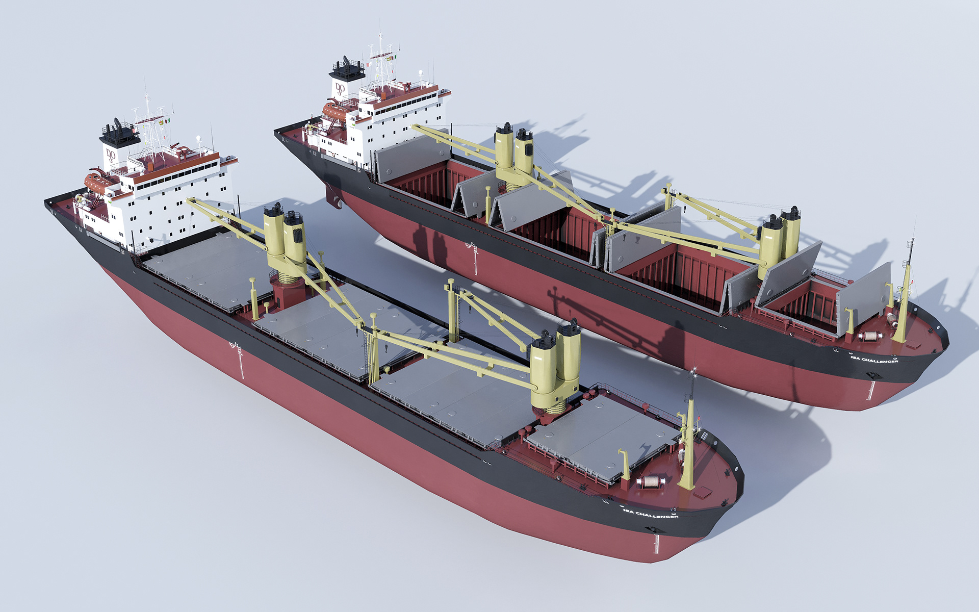 3D Bulker Cargo lowpoly ship vessel.