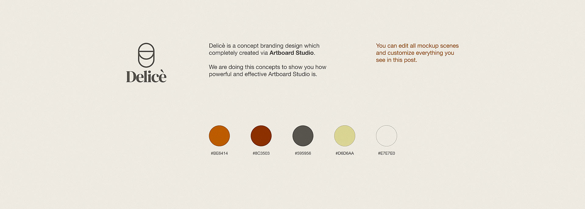 Artboard Studio introducing Delicè, a free customizable Brand Design Concept