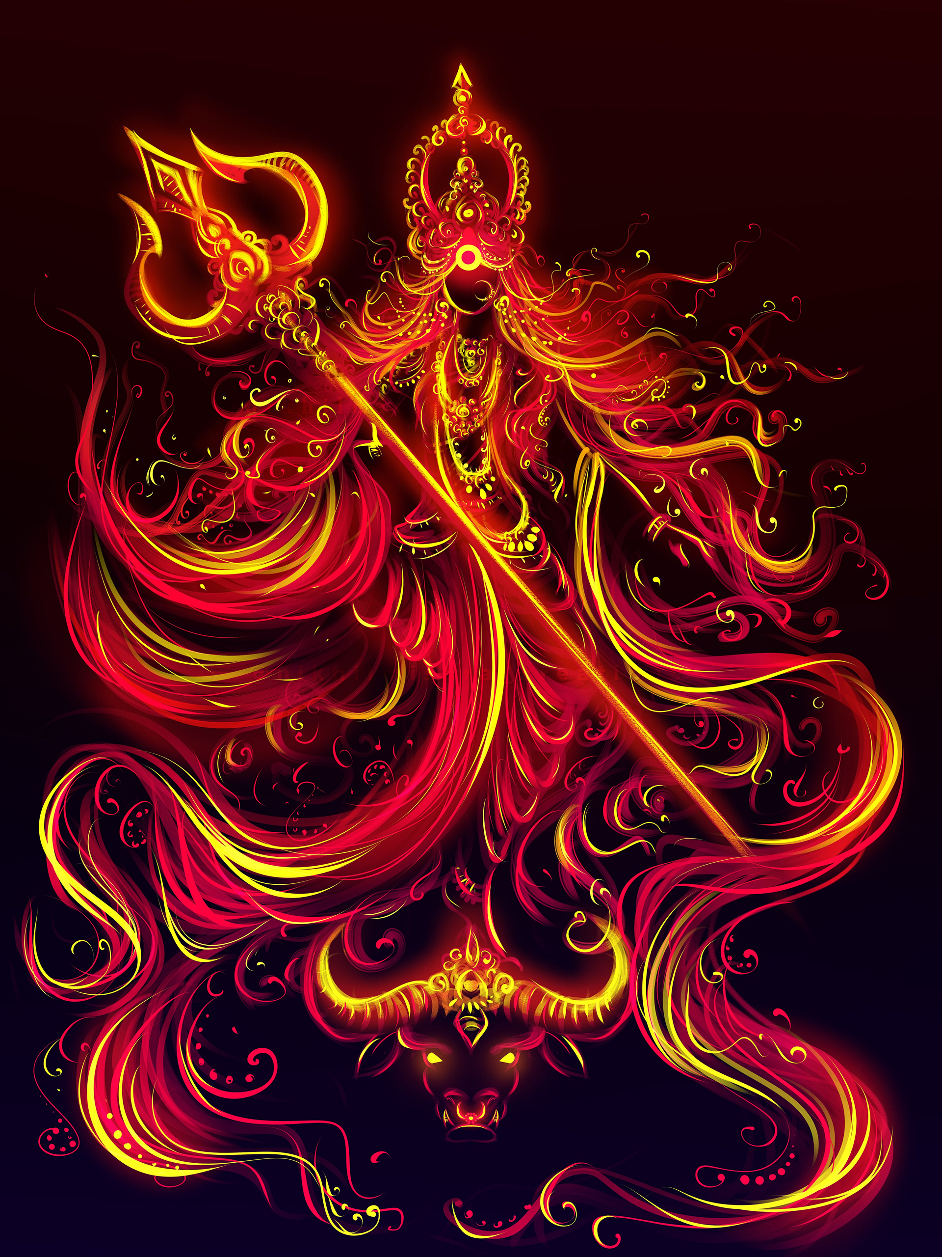 Durga Maa Face Drawing With Colour | Maa Durga Face HD Image