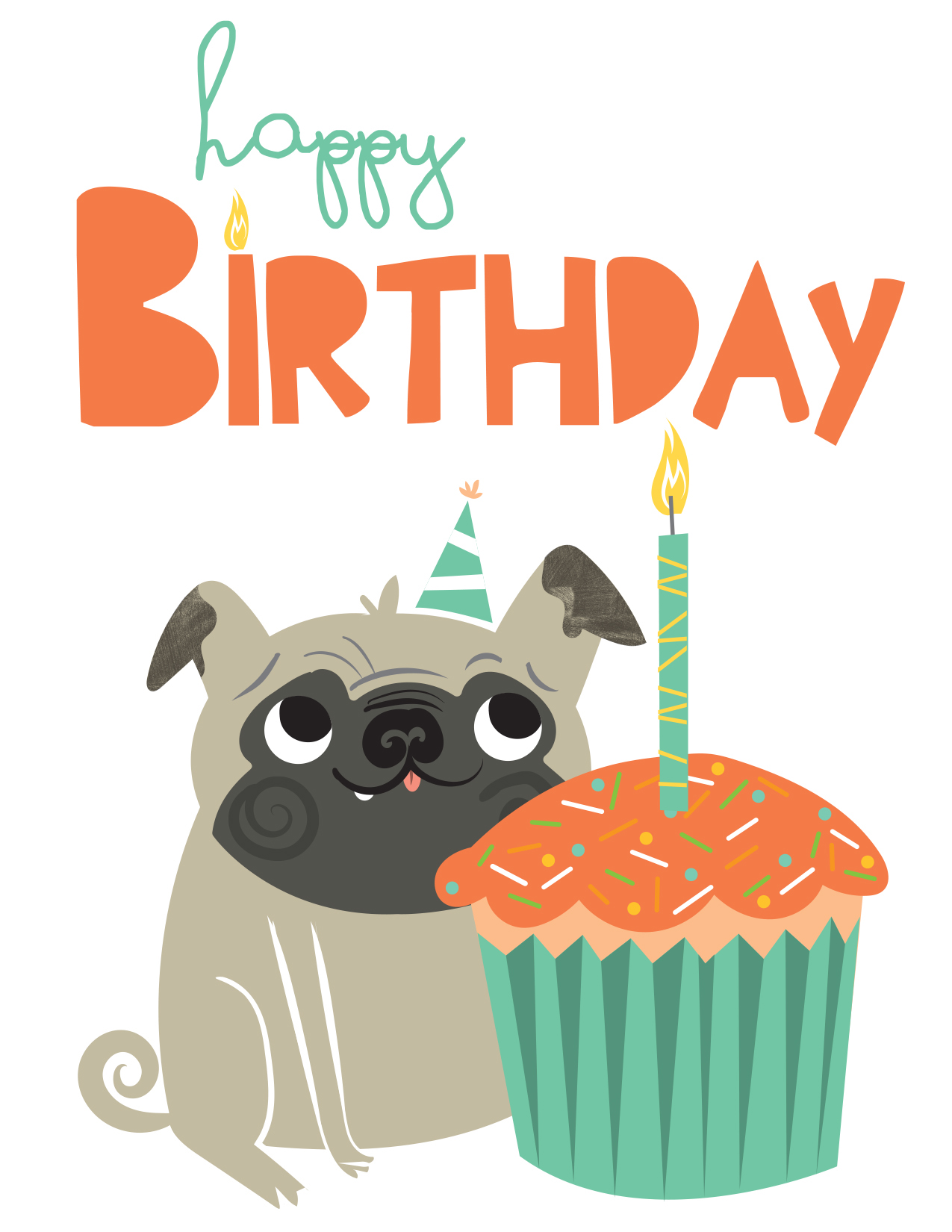 Happy Birthday Pug Card | Behance