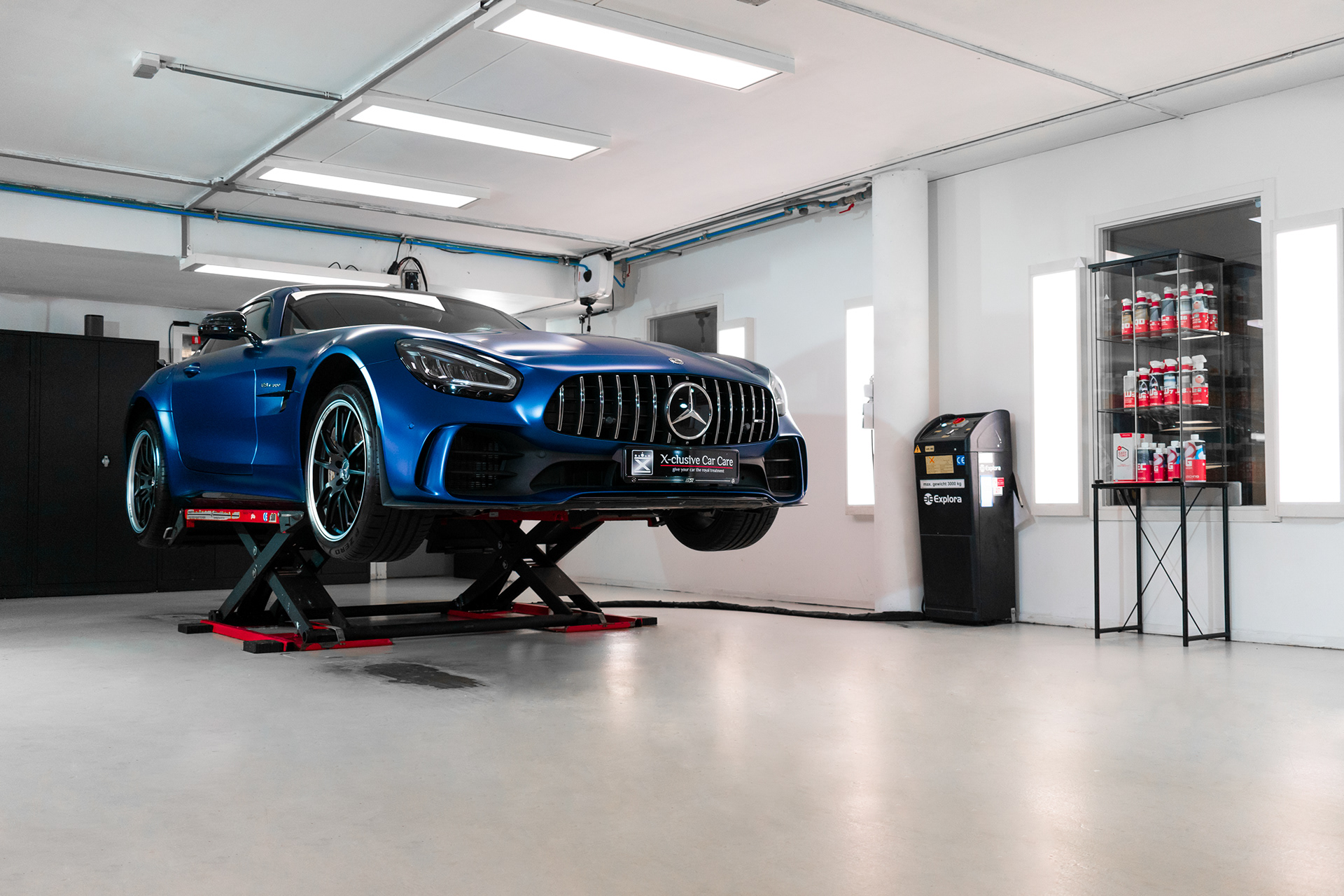 Xclusive Car Care workshop, showing a Mercedes AMG GT R | Behance
