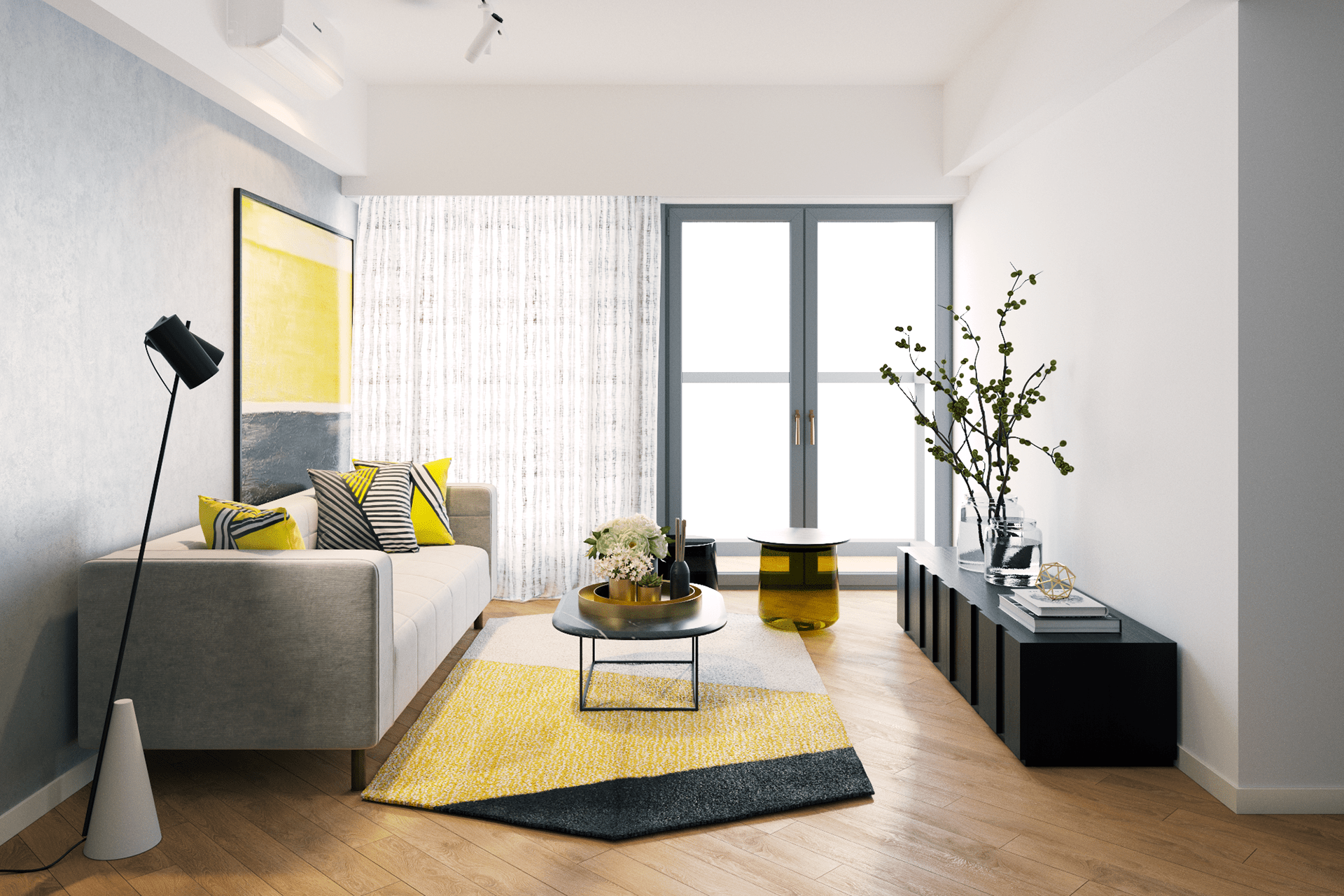 IconP - Thiết kế chung cư căn hộ phong cách hiện đại, gam màu đen độc đáo, kết hợp với gỗ và nhấn màu vàng ấn tượng