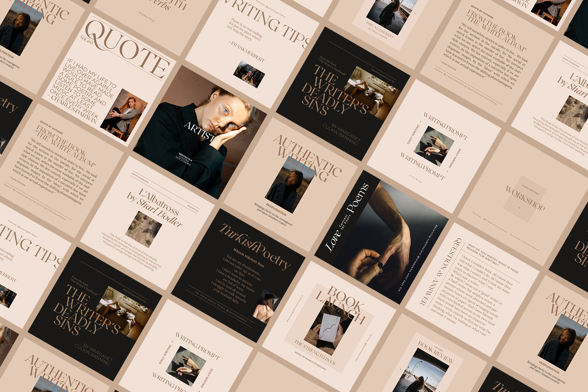Canva templates Poets Writers Instagram Templates Vol.3 30 CANVA Instagram templates Social Media Templates for Writers and Authors