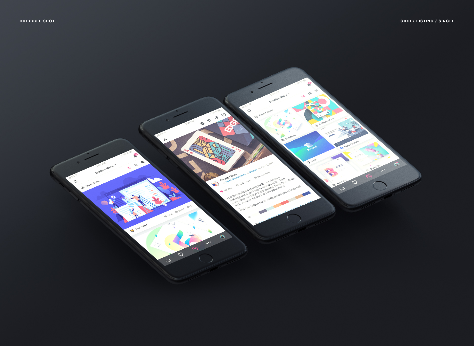 Interaction Design & iOS Design: Dribbble Redesign Concept