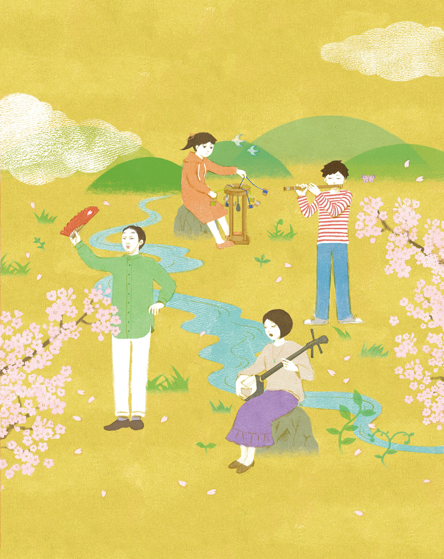 春の文化体験イラスト Spring Cultural Experience Program Behance