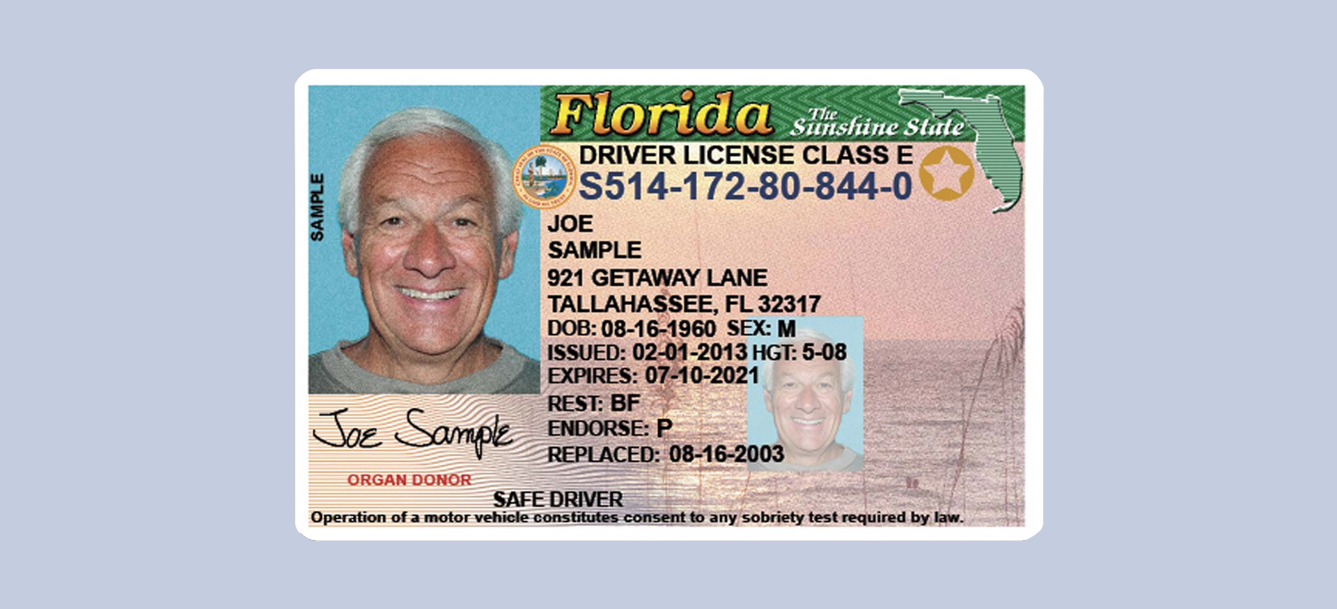 License name. Florida Driver License.