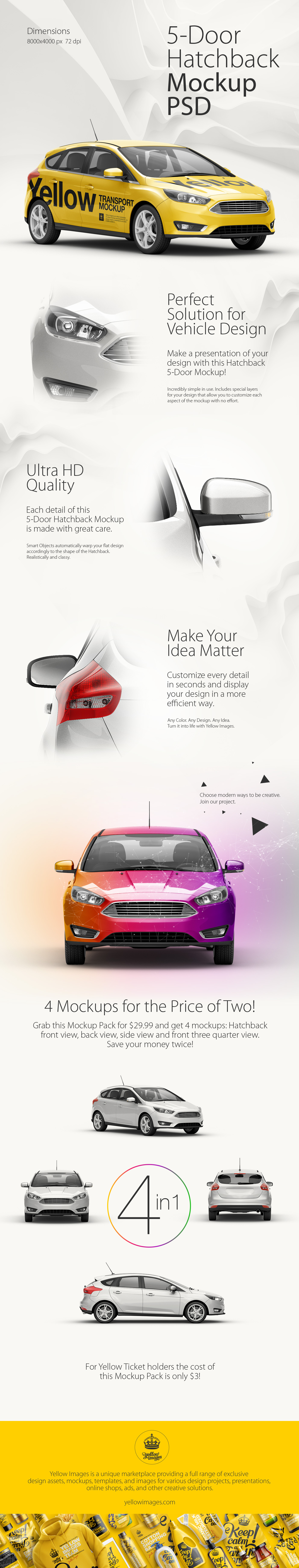 Hatchback 5 Door Hq Mockup Pack On Behance