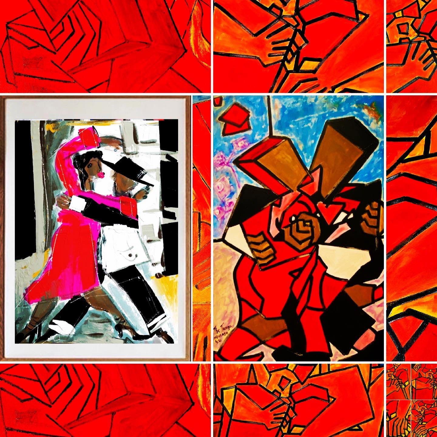 Tango dance form in acrylic painting