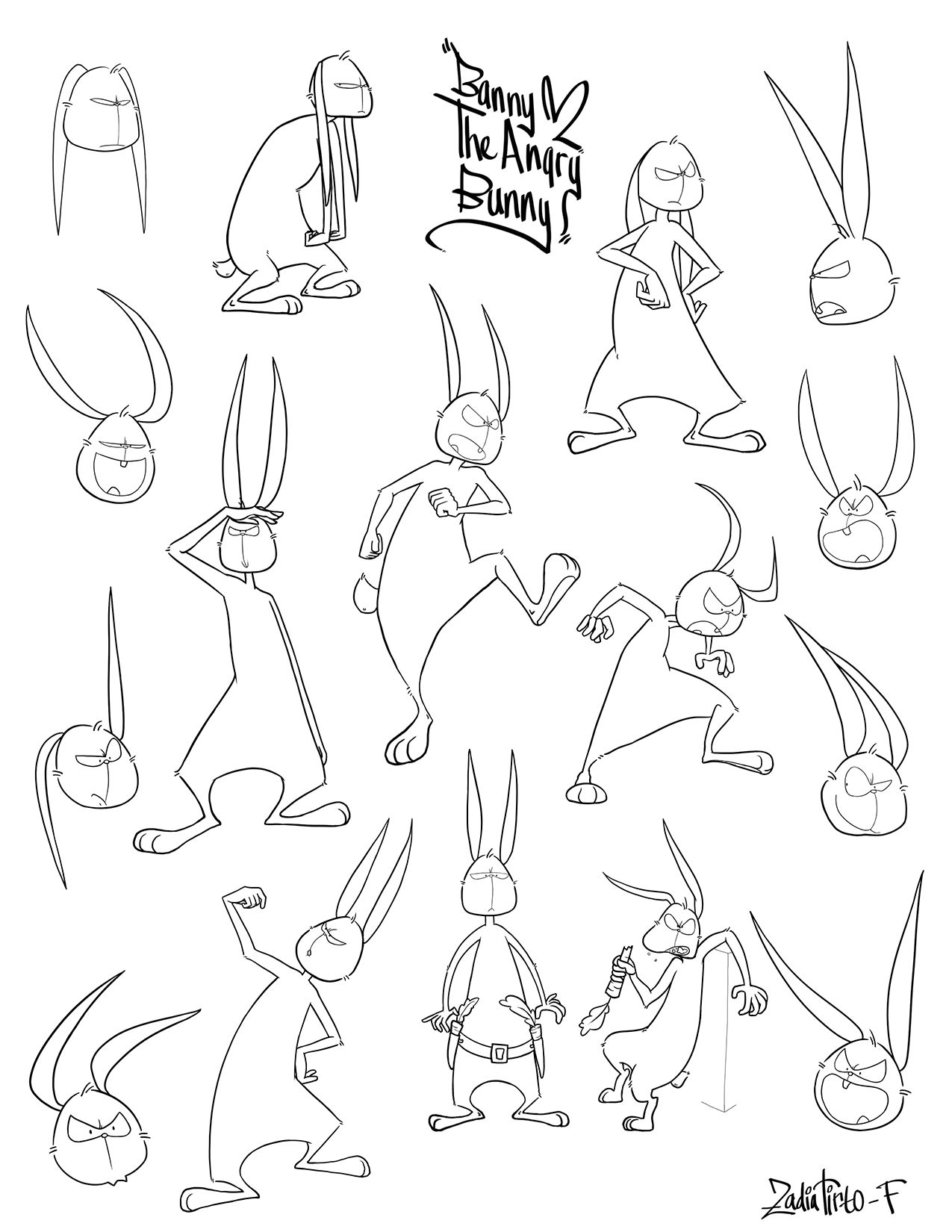 Banny the Angry Bunny - 8 expressions and 8 poses (2nd semester), again ...