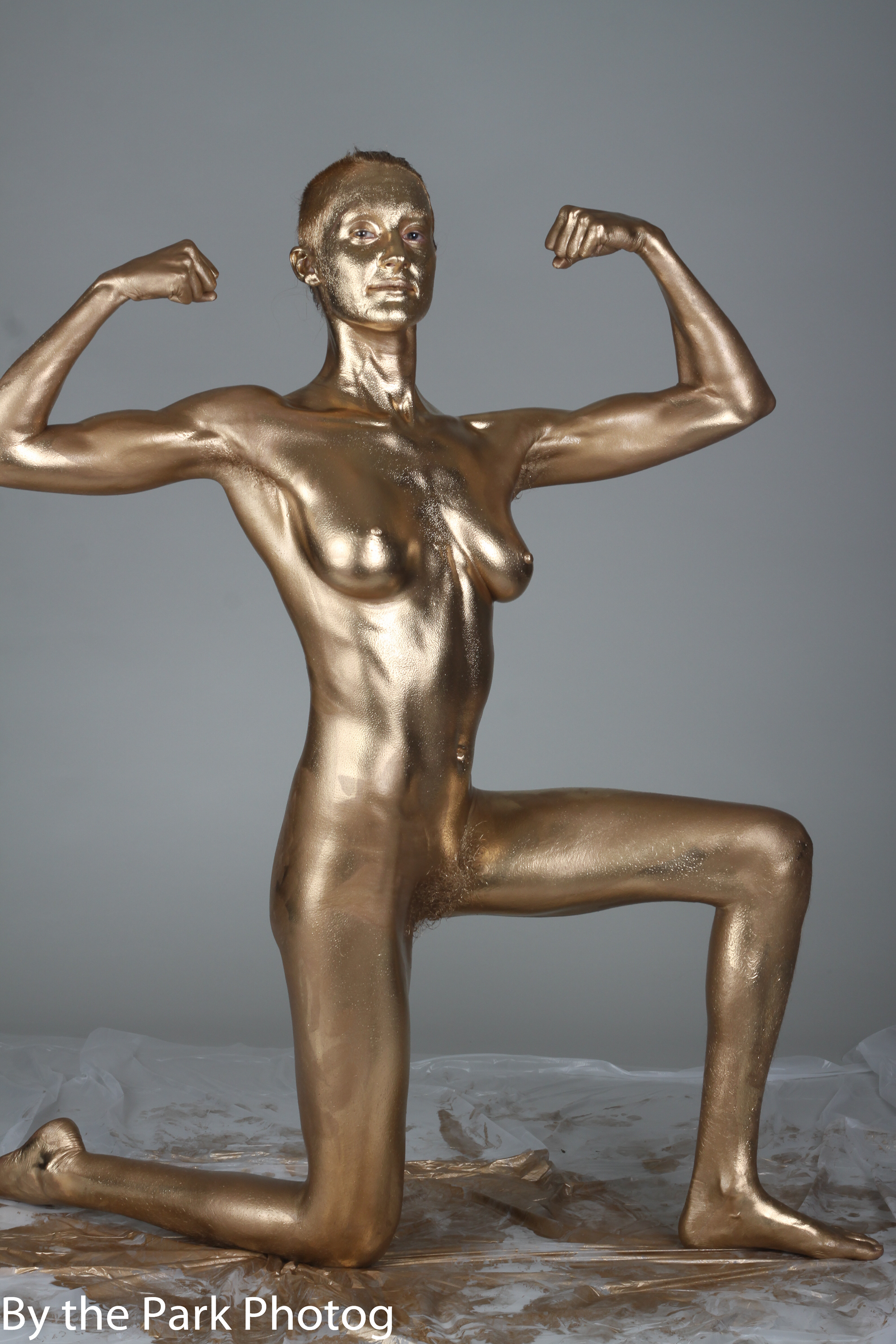 Naked Gold Body Paint Mexican Man Cartoon