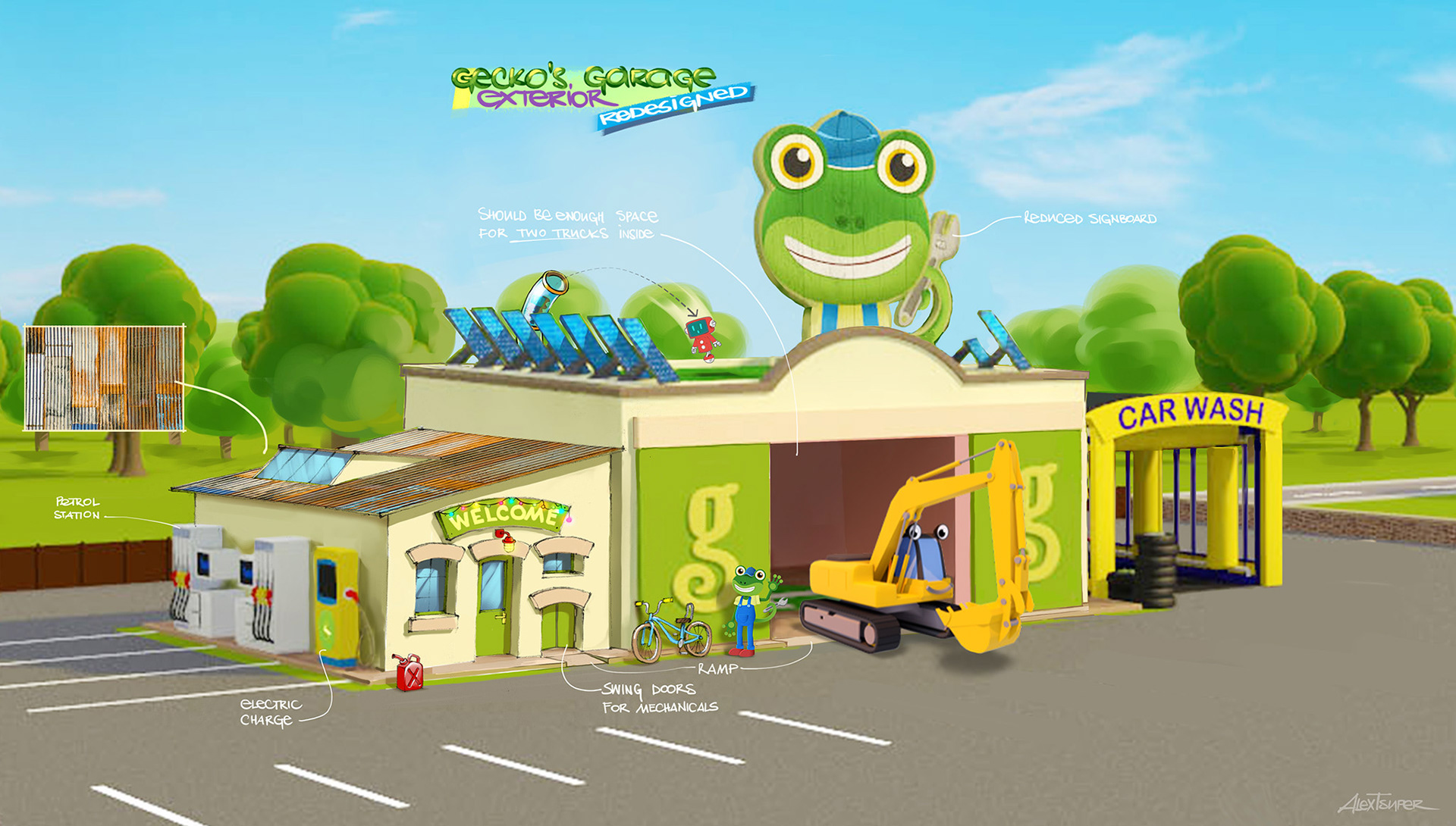 Gecko's Garage cartoon series Concept Art on Behance