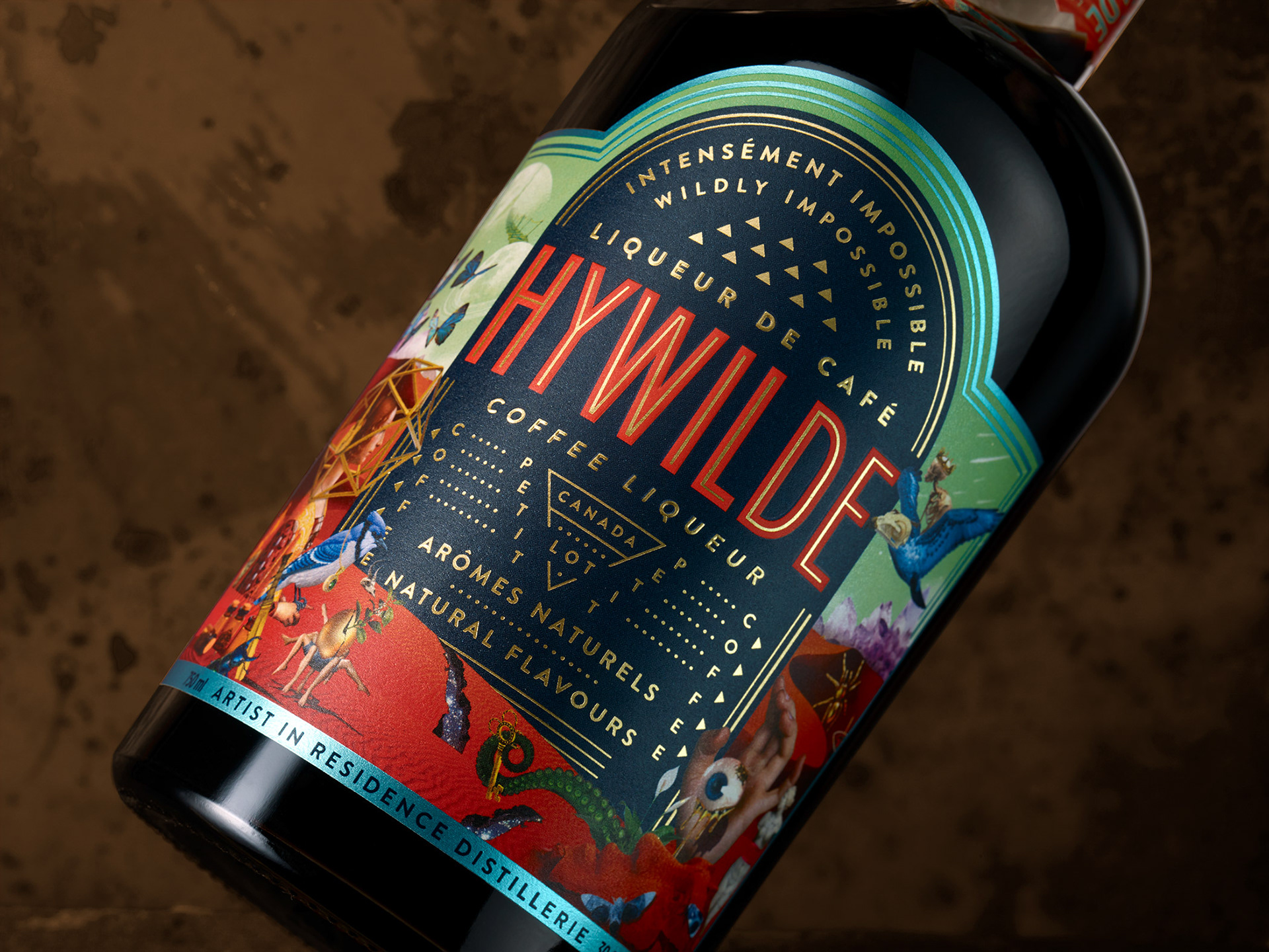 Colorful Package Design for coffee liqueur Hywilde