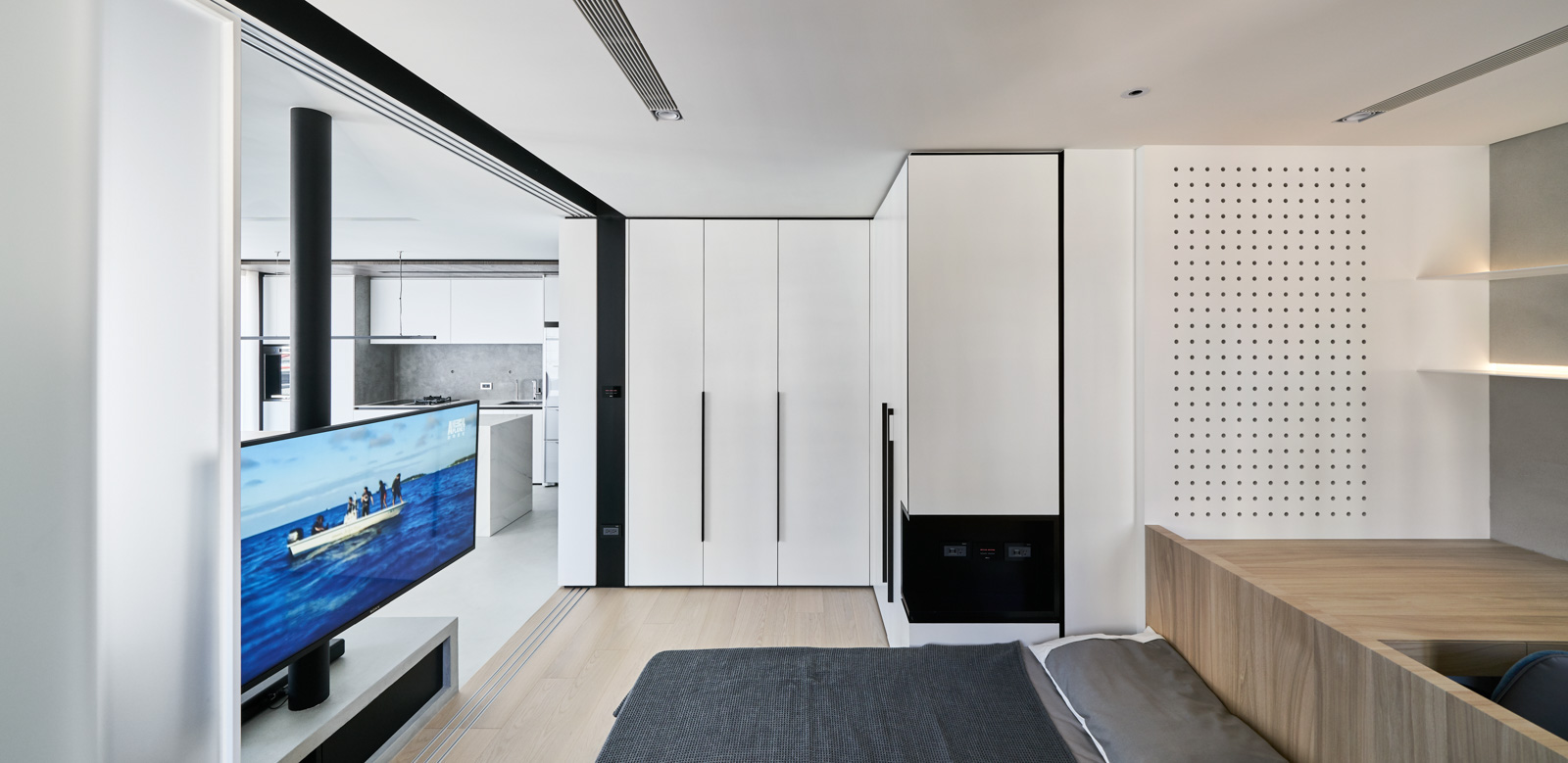 IconP - Thiết kế chung cư căn hộ gam màu trắng đen hiện đại, minimalism