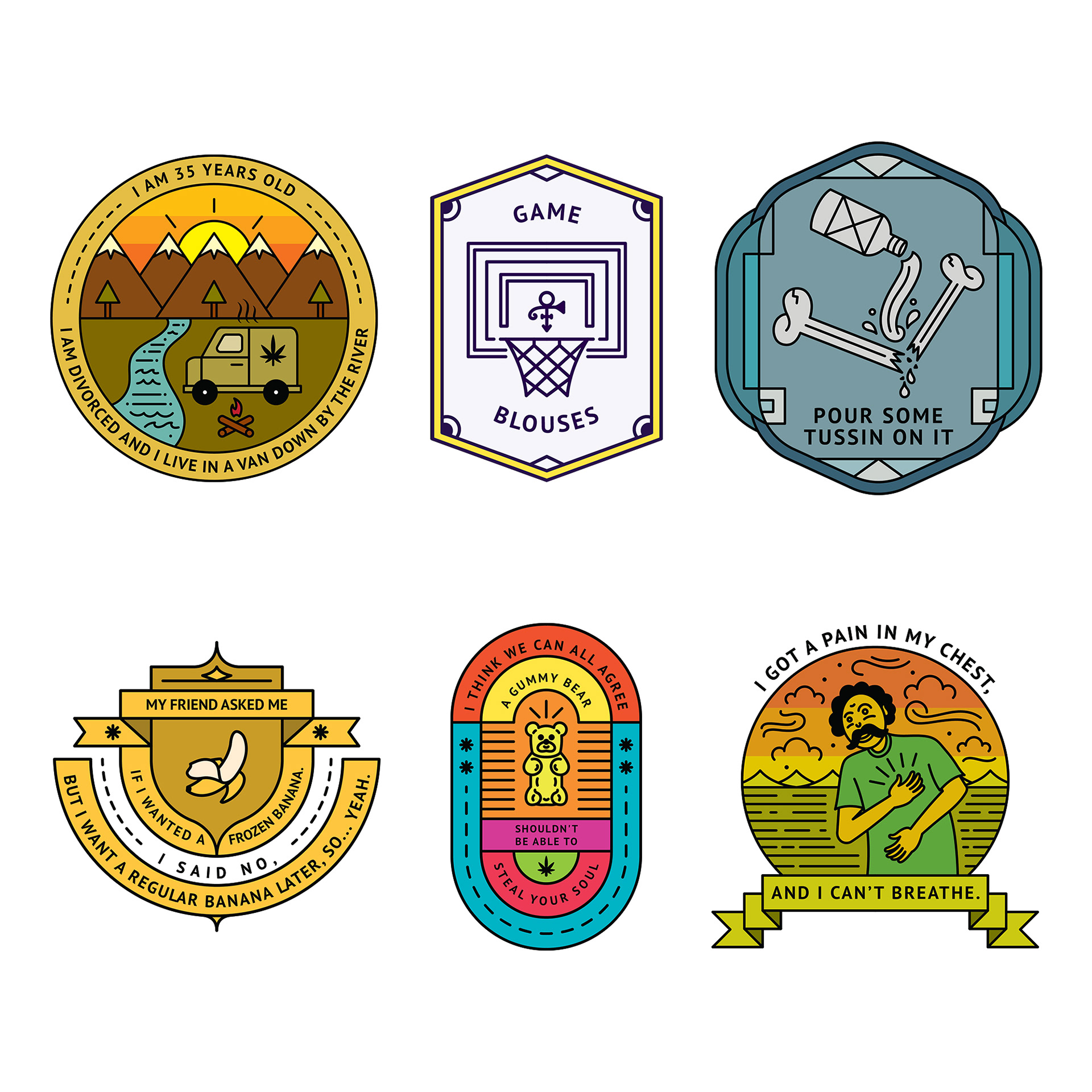Adult comedy badges