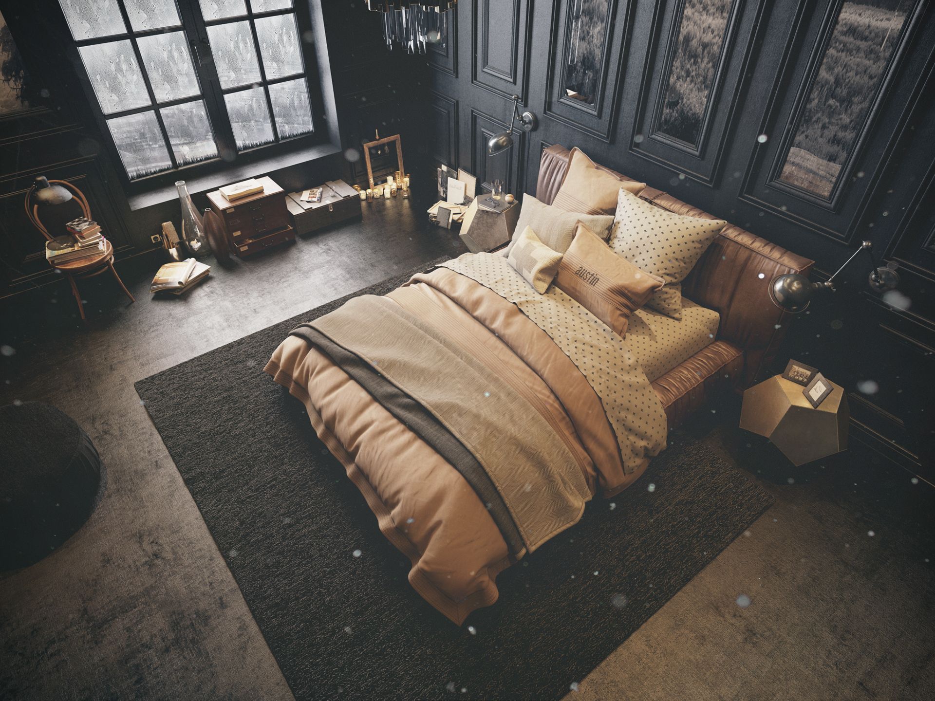 Interior bedroom 3ds max vray Render realistic.