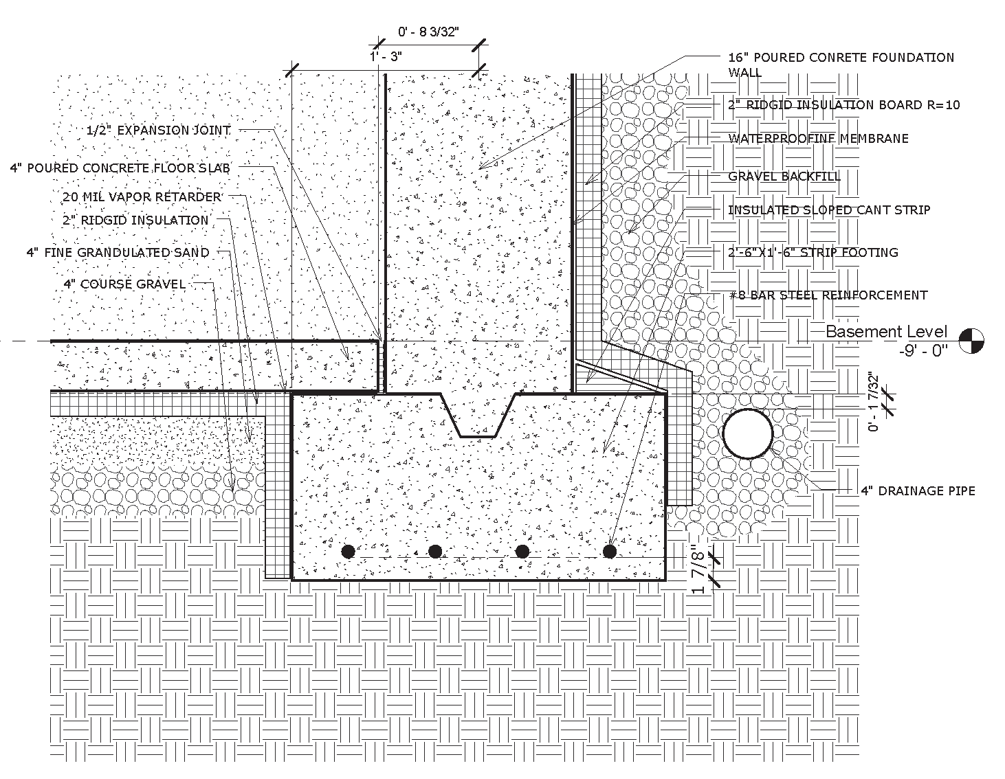 Section Detail Foundation Wall And Strip Footing Detail Behance