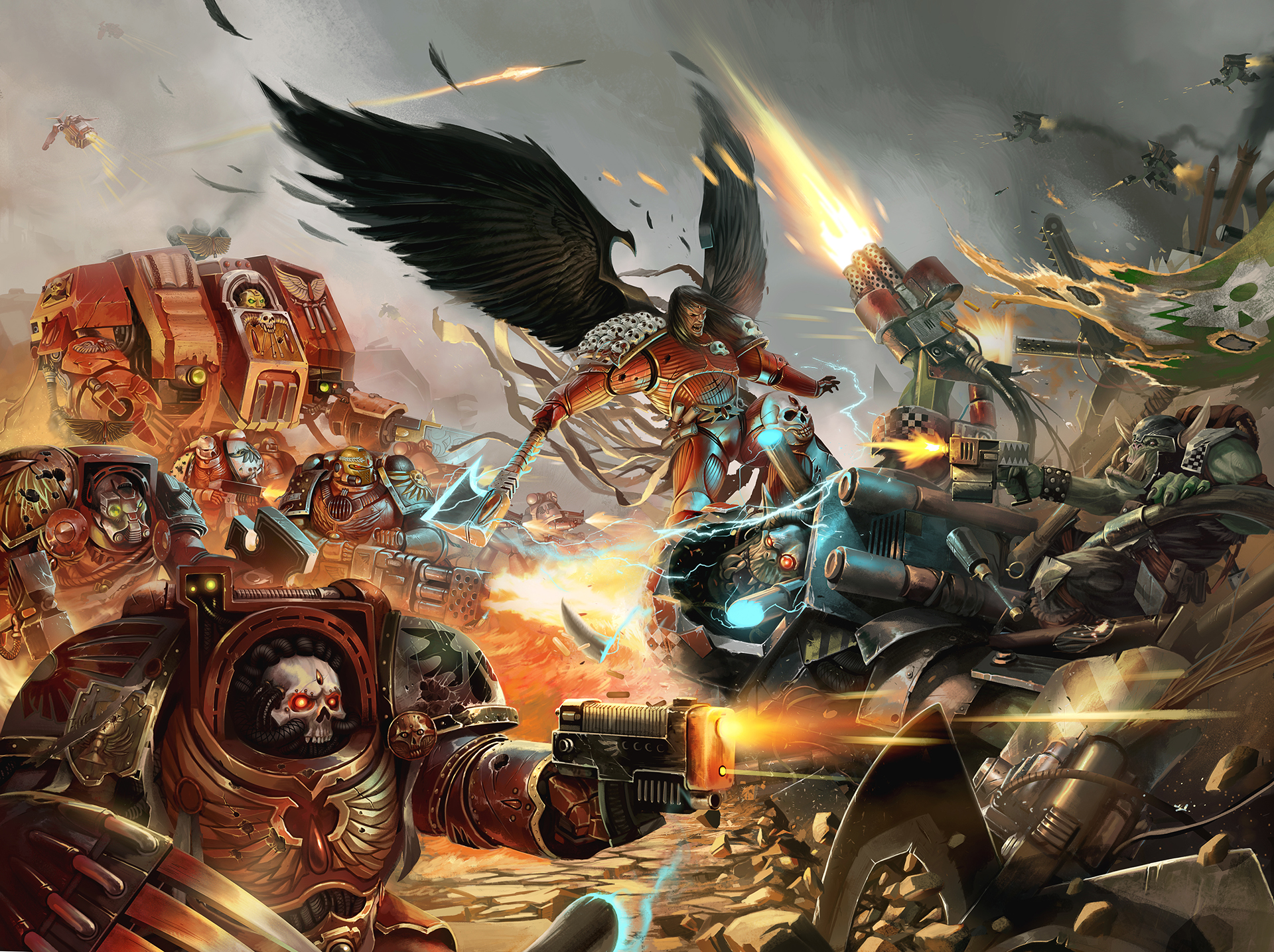 Warhammer 40k waaagh ultramarine spacemarine ork Scifi battle gameworkshop fanart...