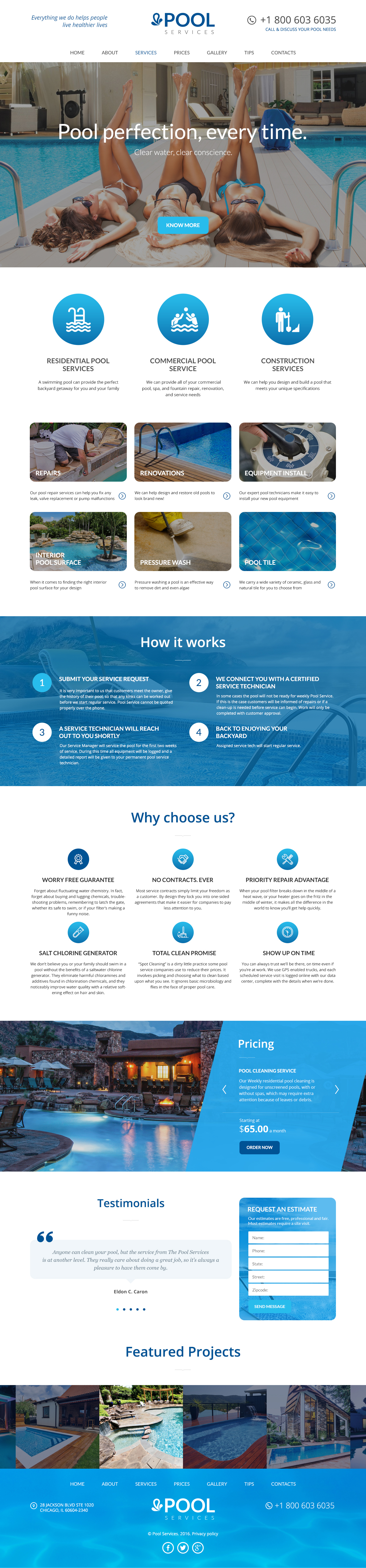 Swimming Pool Services Website Template On Behance