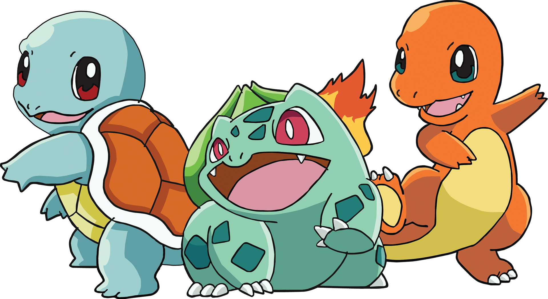 Pokemon kanto region starters Squirtle charamander Bulbasaur grass water fi...