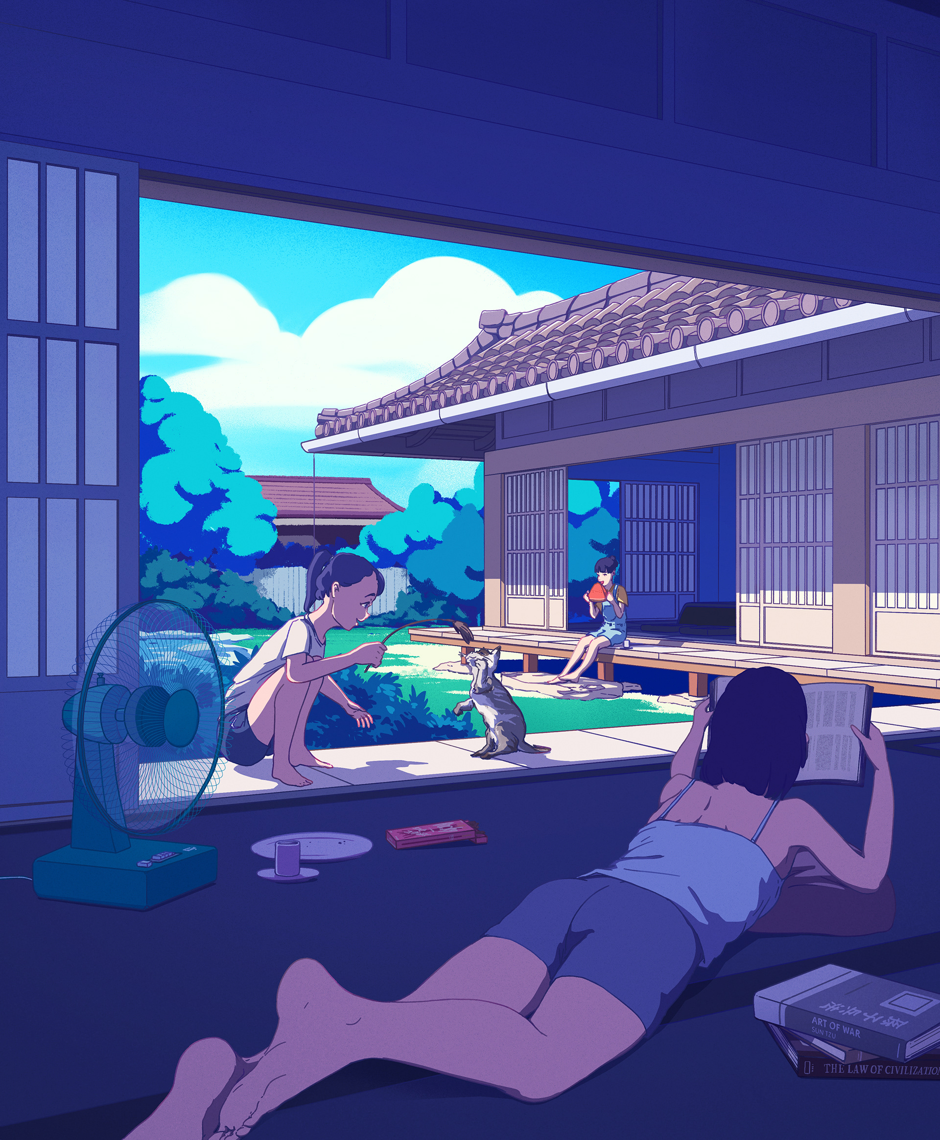 Girls relaxing and having fun at a traditional Japanese house | Behance