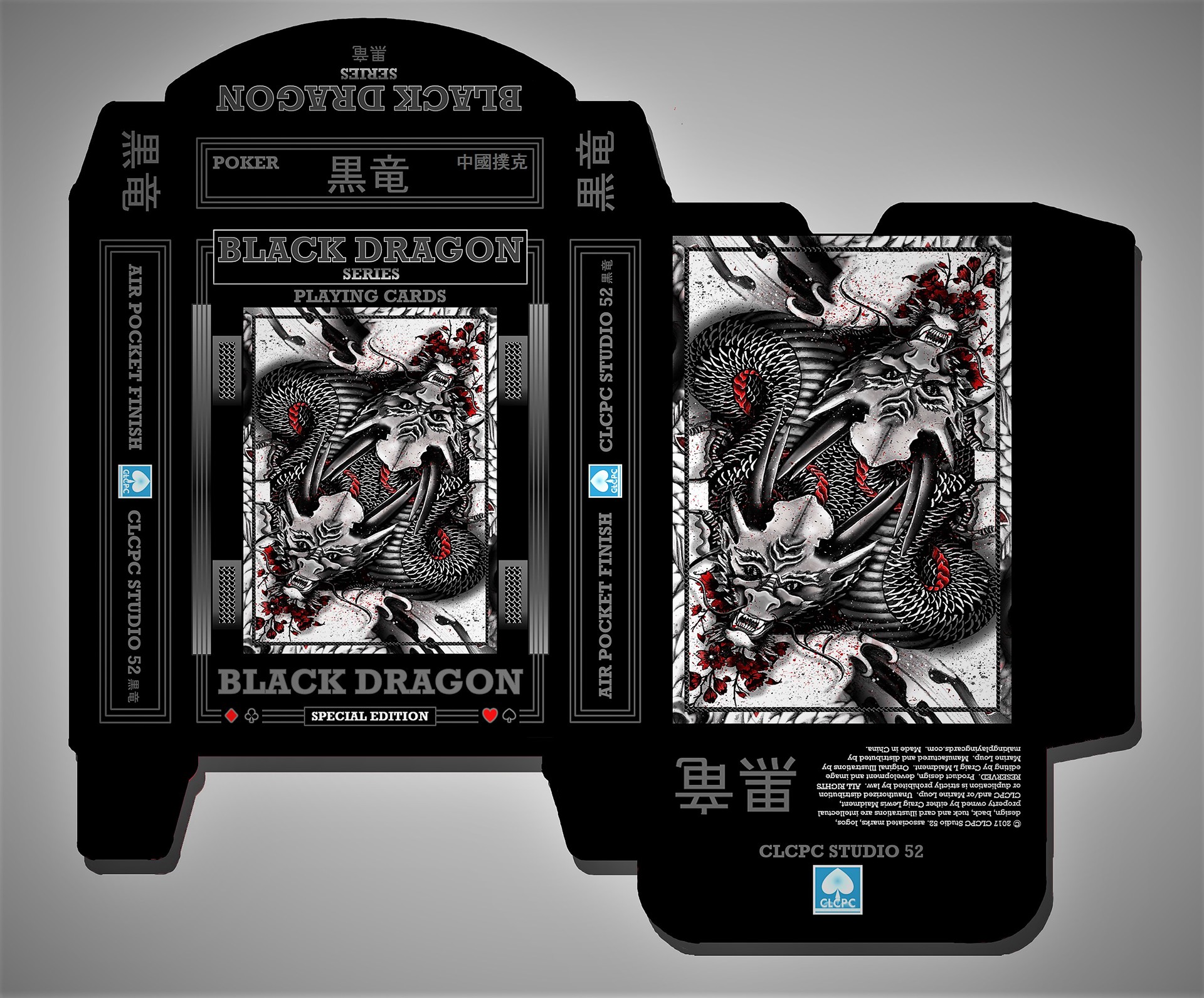 Dragon cards. Игральные карты с драконами. Полная карта Black Dragon. RS-101-Black@Dragon.
