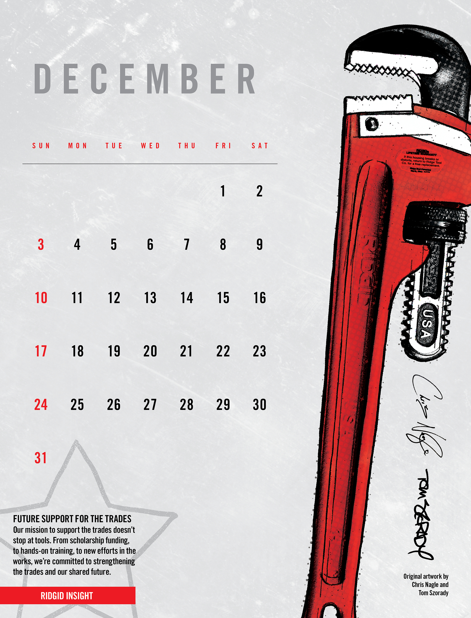 Ridgid Tools 2017 Calendar. 