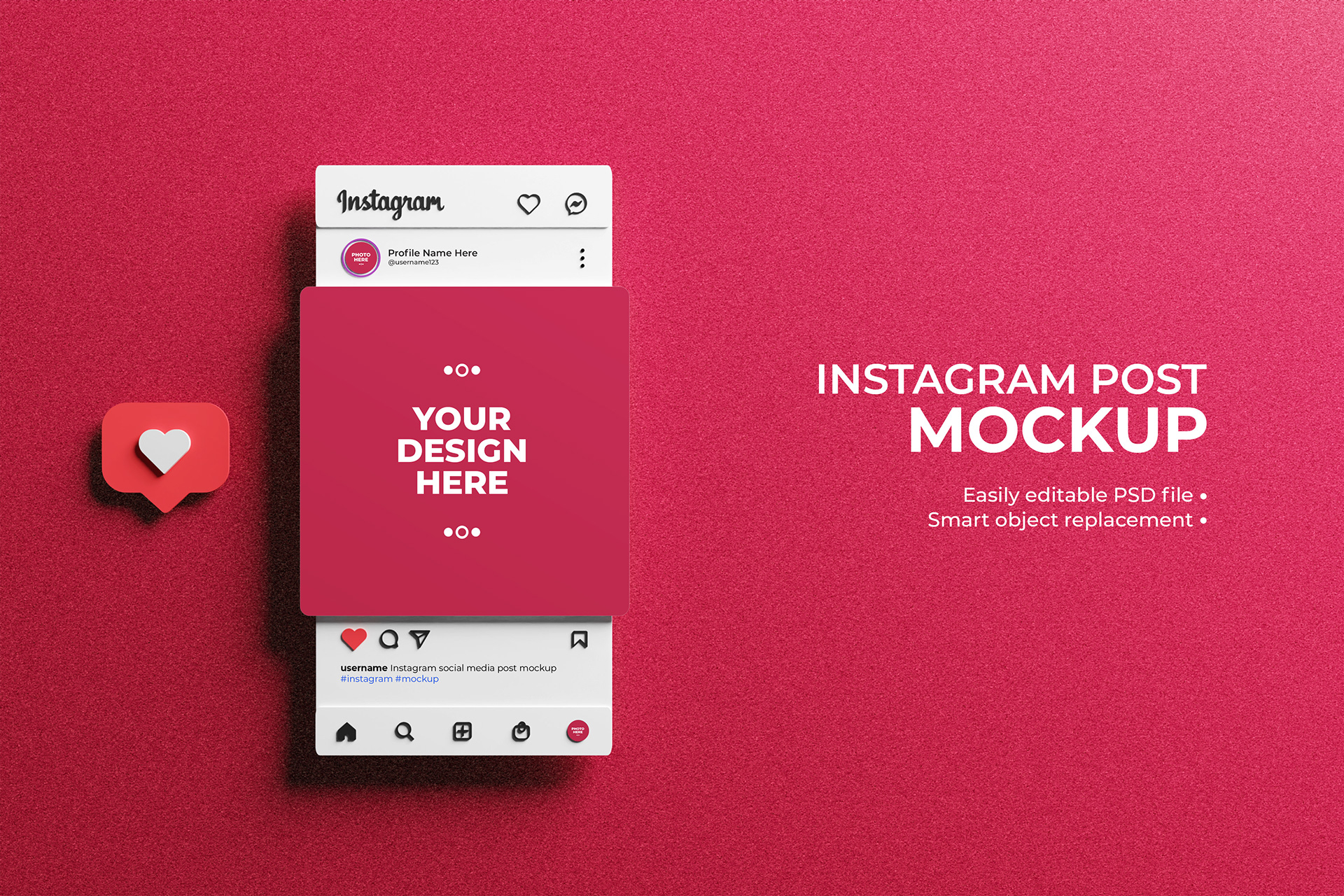 3d Instagram Interface for Social Media Post Mockup on Behance